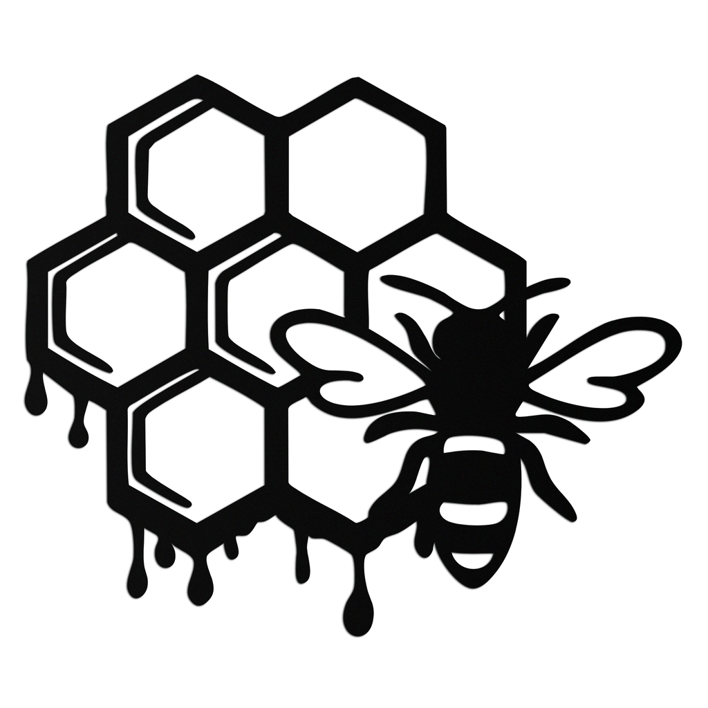 Honeybee and Honeycomb Silhouette Metal Wall Art – Modern Bee Home Decor- KAF543