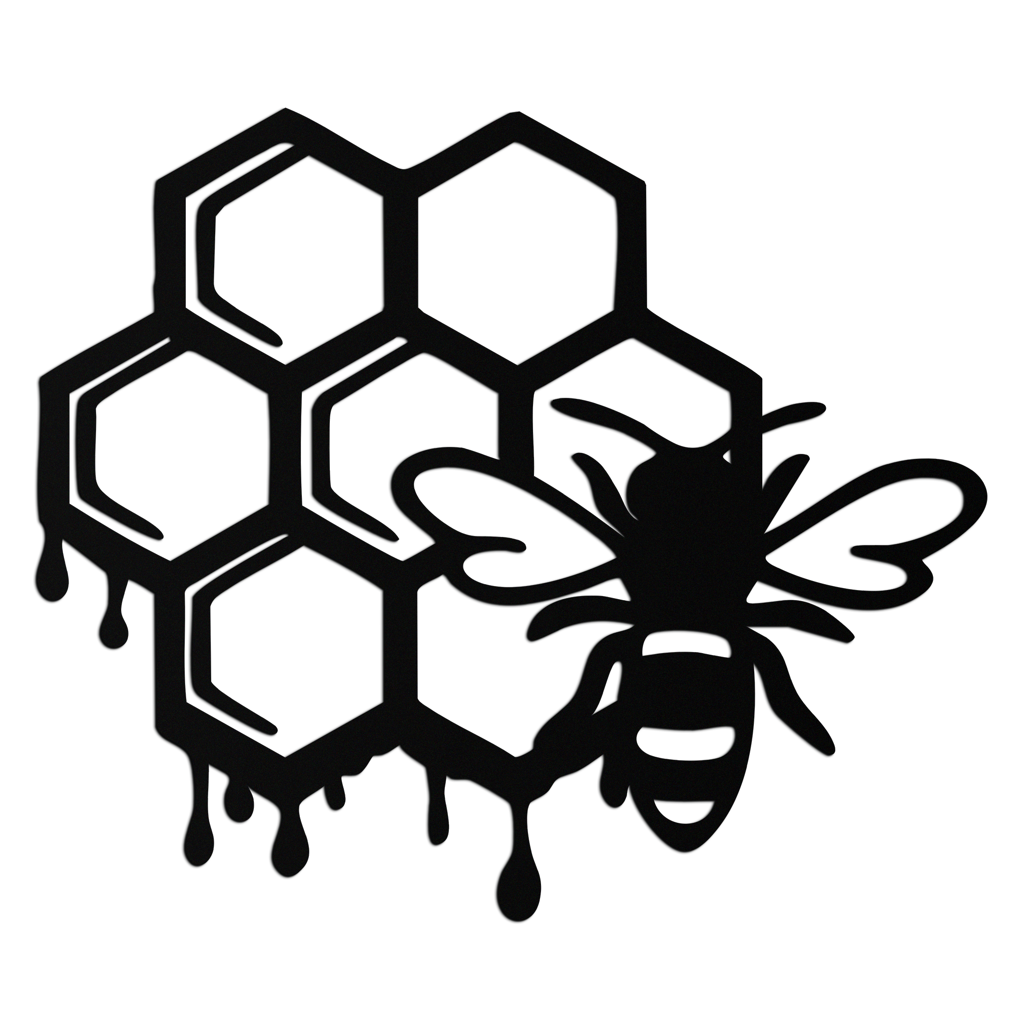 Honeybee and Honeycomb Silhouette Metal Wall Art – Modern Bee Home Decor- KAF543